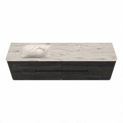 Mondiaz CIRO-DLUX Ensemble de meubles de salle de bains - 180x45x50cm - Vasque en solid surface Nata - 1 lavabo à gauche - 1 trou de robinet - 4 tiroirs - Shadow