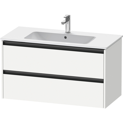 Duravit Ketho 2 meuble sous-lavabo avec 2 tiroirs 101x48x55cm avec poignées blanc mat anthracite
