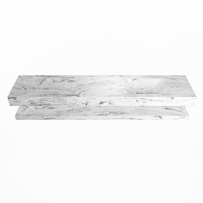 MONDIAZ ALAN - DLUX Ensemble de meubles de salle de bains - 200cm - tablette - Glace - lavabo suspendu - vasque à droite - 0 trous de robinet - Glace