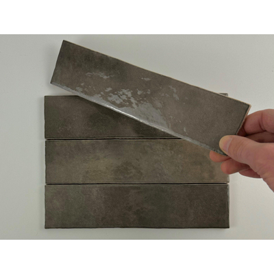 ÉCHANTILLON Terravito Mellina Carreau mural en céramique - 6x24,6cm - 8mm - Moka