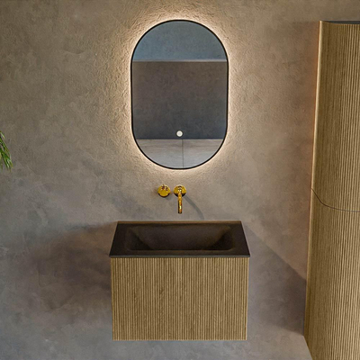 Mondiaz KURVE Ensemble meuble de salle de bains - 60x46x40cm - 1 tiroir - lavabo solid surface - milieu - sans trou de robinet - Dusk