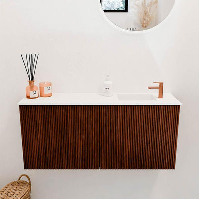 Mondiaz JOYA 90cm toiletmeubel - kleur Ruby - Wastafel FAYE positie Rechts 1 kraangat kleur Talc.