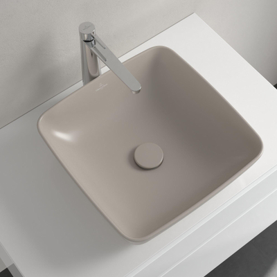 Villeroy & Boch Artis opzetwastafel - 41cm vierkant - zonder kraangat CeramicPlus - almond (beige)
