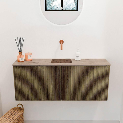 Mondiaz JOYA-DLUX 100cm toiletmeubel - kleur Dusk - Wastafel FAYE positie Midden Zonder kraangat kleur Arena.