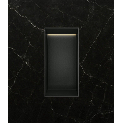 Hotbath &MORE Boîte encastrée ou niche encastrée 30x15x10cm frameless + LED PVD noir brossé