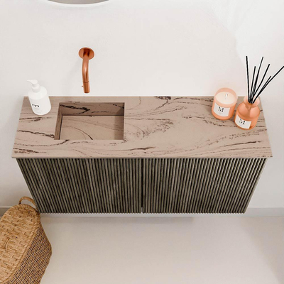 Mondiaz JOYA-DLUX 80cm toiletmeubel - kleur Shadow - Wastafel FAYE positie Links Zonder kraangat kleur Arena.