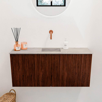 Mondiaz JOYA-DLUX 90cm toiletmeubel - kleur Ruby - Wastafel FAYE positie Midden Zonder kraangat kleur Glace.