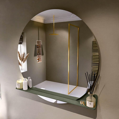 Mondiaz SPOT spiegel – Ø120 cm – met planchet – Army (groen)