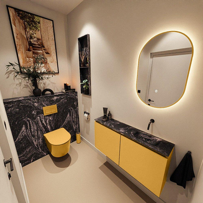 MONDIAZ TURE-DLUX 100cm toiletmeubel Ocher. EDEN wastafel Lava positie rechts. Zonder kraangat.
