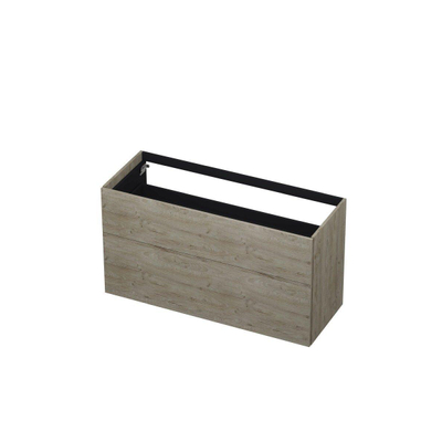 INK Wastafelonderkast - 120x45x65cm - 2 lades - push to open - met rechte opdekfronten - MFC - Greige eiken