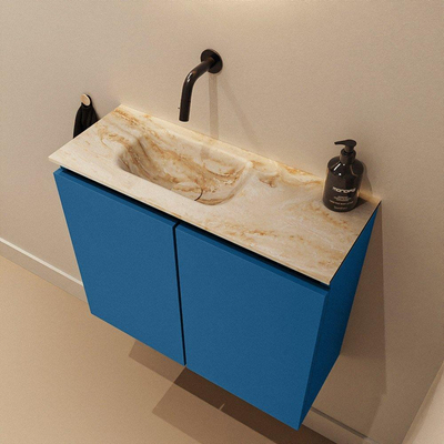 MONDIAZ TURE-DLUX 60cm toiletmeubel Jeans. EDEN wastafel Frappe positie links. Zonder kraangat.