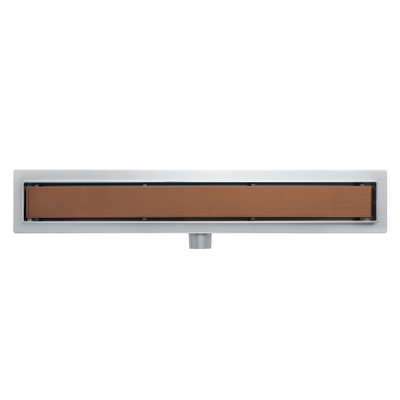 FugaFlow Eccelente Caniveau de douche Anta - 80cm - grille fermée - bride de sol - Cuivre brossé PVD (Cuivre)