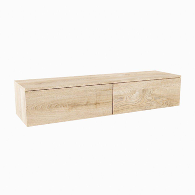 MODULE MONDIAZ ALAN Meuble sous lavabo - 150x45x30cm - 2 tiroirs - push to open - Mélamine - Chêne blanchi mat