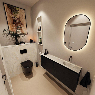 MONDIAZ TURE-DLUX Meuble de toilettes 120 cm Urban. EDEN lavabo Ostra position droite. Sans trou de robinet.