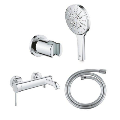 Grohe Essence New Bad-/Douchekraan - 3 standen - met handdoucheset - met doucheslang - chroom