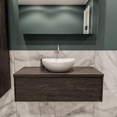 Mondiaz LUSH Meuble salle de bains avec 1 tiroir lavabo BARCO 100x30x45cm Centre 1 trou de robinet Dark brown/Brun foncé