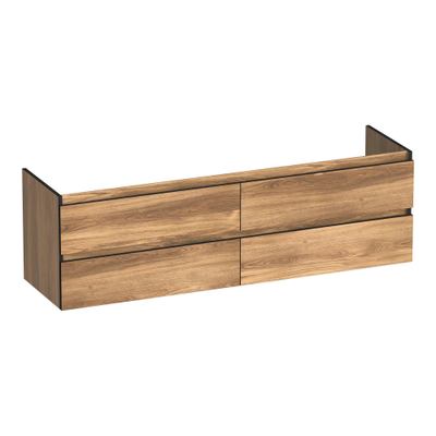 BRAUER Joy Edge meuble sous lavabo 160 4 tiroirs softclose - sans poignée - 2 découpes pour siphon - Honey