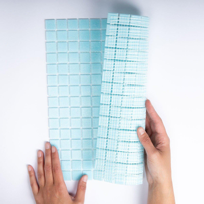 The Mosaic Factory Amsterdam mozaïektegel - 32.2x32.2cm - wand en vloertegel - Vierkant - Glas Ultra Light Blue Mat