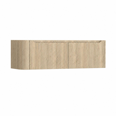 H&R Badmeubelen Juice Wastafelonderkast - 140x45x40cm - linkerhoek afgerond - 3D-front - 2 lades - geïntegreerde greep - french oak