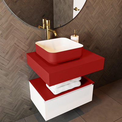 Mondiaz TOP 51 Topblad - 40x51x12cm - geschikt voor afdekplaat - Solid surface - Fire