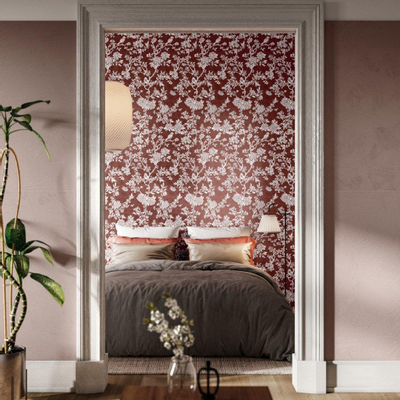 Cir chromagic carreau décoratif 60x120cm floral bordeaux rouge mat
