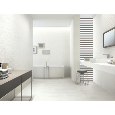 Baldocer Ceramica Code carrelage mural - 40x120cm - Rectangulaire - 11mm - rectifié - Aspect béton - Tesla blanc