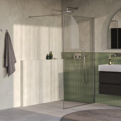 BRAUER Collision Paroi de douche walk-in - 120x200 - verre transparent - incl. traitement anticalcaire - acier inoxydable brossé PVD
