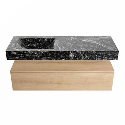 MONDIAZ ALAN - DLUX Badkamermeubelset - 130cm - onderkast - Washed Oak - 1 lade - vrijhangende wastafel - wasbak links - 1 kraangat - Lava