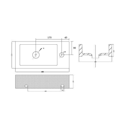 Best Design Class Lavabo 45x26x13cm blanc avec 1 trou de robinet