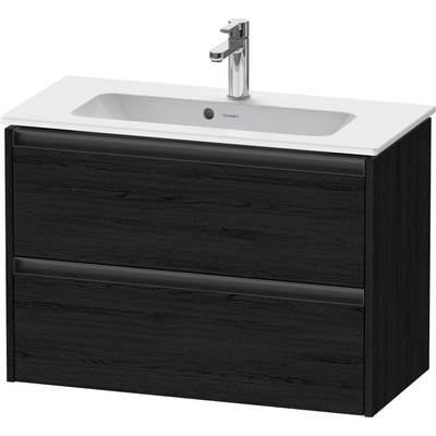 Duravit ketho 2 meuble sous lavabo avec 2 tiroirs 81x39x54,9cm avec poignées chêne anthracite noir mat