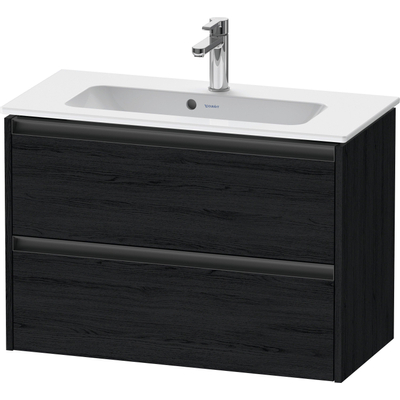 Duravit Ketho.2 Wastafelonderbouwkast - met 2 laden - 81x39x54.9cm - met grepen antraciet - eiken zwart mat