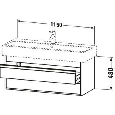 Duravit Ketho Meuble sous-lavabo avec 2 tiroirs 115x44x41cm pour Vero 045412 basalte