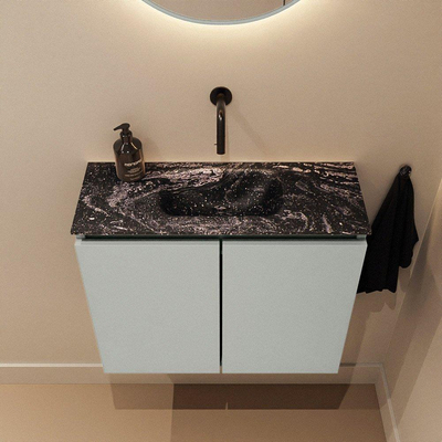 MONDIAZ TURE-DLUX Meuble toilette - 60cm - Greey - EDEN - vasque Lava - position centrale - sans trou de robinet