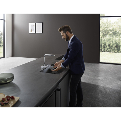 Hansgrohe Aquno select m81 1 greeps keukenkraan - 250 uittrekbare uitloop - 2jet - rvs look