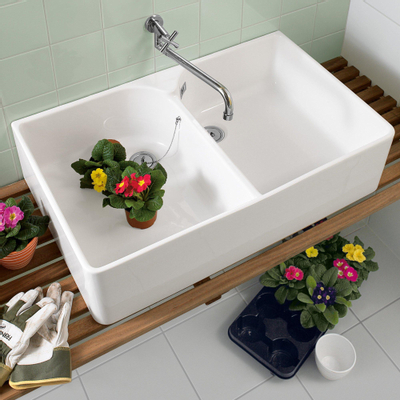 Villeroy & Boch O.novo gootsteen dubbel - 80x50cm - White Alpine (glans wit)