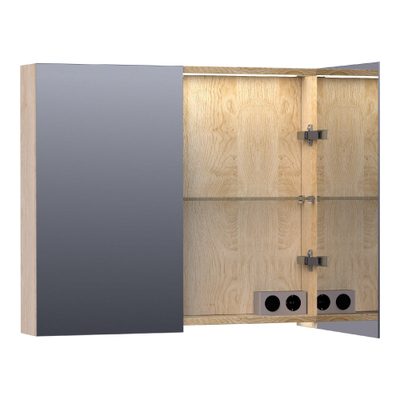 BRAUER Impress Deluxe armoire de toilette - 80x70x15cm - éclairage interne et externe - 2 portes miroir double face - Sunlit