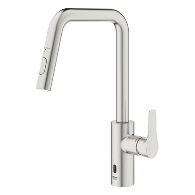Grohe Eurosmart Mitigeur d'évier - haut - bec pivotant - Supersteel (aspect inox)