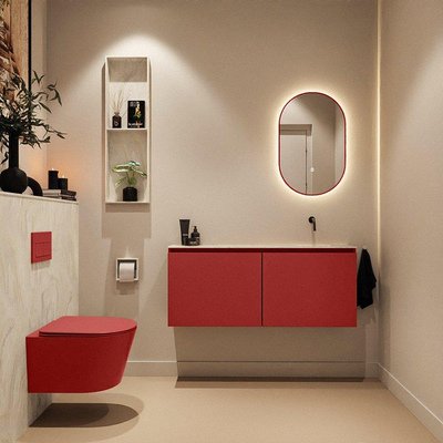 MONDIAZ TURE-DLUX 120cm toiletmeubel Fire. EDEN wastafel Ostra positie rechts. Zonder kraangat.