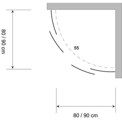 Plieger Economy douchecabine kwartrond 90x90x185cm wit