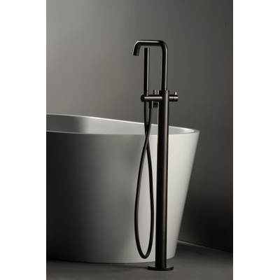 Hotbath Ace Mitigeur baignoire - partie de finition - sur pied - flexible de douche - douchette - Noir brossé PVD