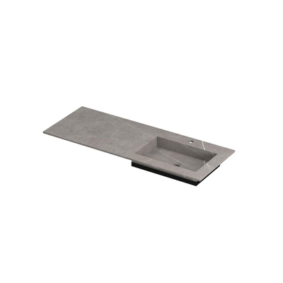 INK Post lavabo - 120x45x1cm - 1 lavabo à droite - 1 trou de robinet - céramique Armani gris mat