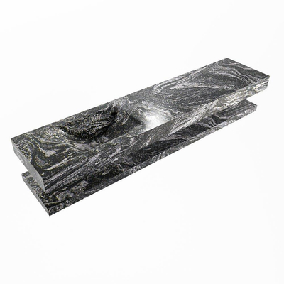 Mondiaz ALAN-DLUX Ensemble de meuble - 200cm - meuble Lava mat - 0 tiroirs - Lavabo Cloud Lava suspendu - vasque Gauche - 0 trous de robinet