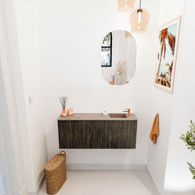 Mondiaz JOYA-DLUX 100cm toiletmeubel - kleur Shadow - Wastafel FAYE positie Rechts 1 kraangat kleur Arena.