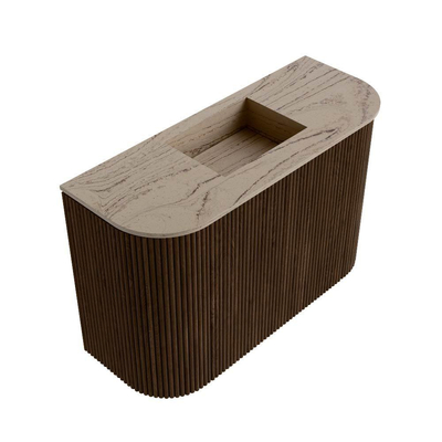 Mondiaz JOYA-DLUX 63.2cm toiletmeubel - ronding links en rechts kleur Walnut - Wastafel FAYE positie Midden Zonder kraangat kleur Arena.