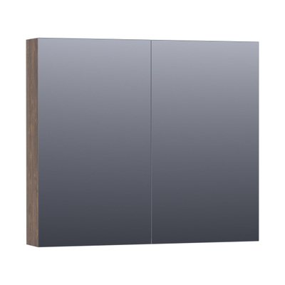 BRAUER Impress Deluxe spiegelkast – 80x70x15 cm – directe LED – Grove (noten)
