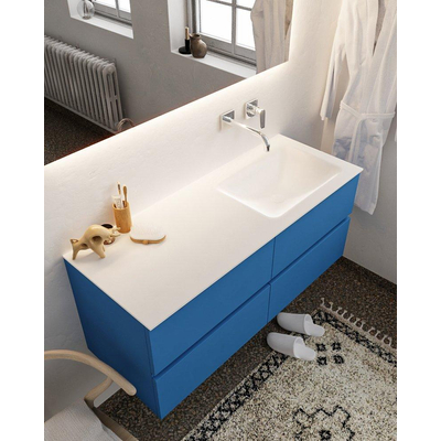 Mondiaz VICA ensemble de meuble de salle de bain - 120cm - meuble sous-vasque jeans - 4 tiroirs - lavabo cloud droite - sans trou de robinet version XL 60cm de haut