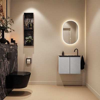 MONDIAZ TURE-DLUX 60cm toiletmeubel Plata. EDEN wastafel Lava positie rechts. Met 1 kraangat.