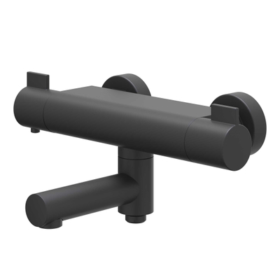 IVY Pact Robinet de baignoire thermostatique apparent - bec de baignoire pivotant - inverseur - Cooltouch - Noir mat PED