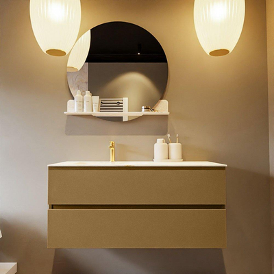 Mondiaz VICA-DLUX ensemble de meuble de salle de bain - 110cm - meuble sous-vasque oro - 2 tiroirs - lavabo encastré cloud gauche - 1 trou de robinet - version haute de 60cm - ostra