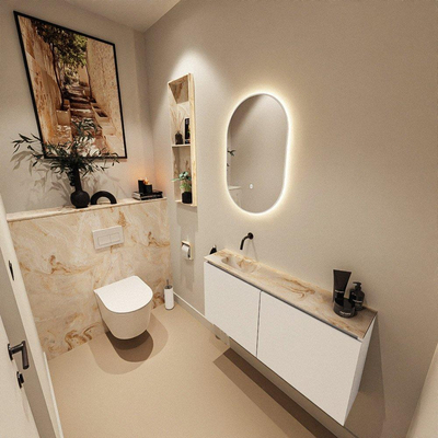 MONDIAZ TURE-DLUX 100cm toiletmeubel Talc. EDEN wastafel Frappe positie links. Zonder kraangat.